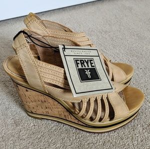 FRYE Corrina Leather Cork Wedge